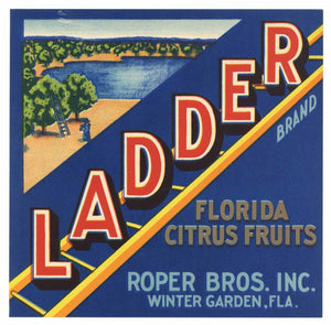 Ladder Brand Vintage Winter Garden Florida Citrus Crate Label 7x7