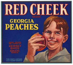 Red Cheek Brand Vintage Boniare Georgia Peach Crate Label