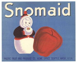 Snomaid Brand Vintage Washington Apple Crate Label, gp