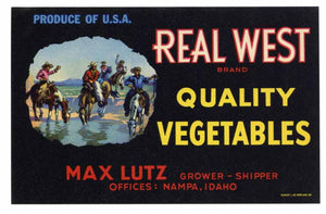 Real West Brand Vintage Nampa Idaho Produce Crate Label