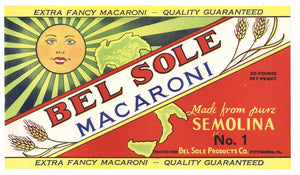 Bel Sole Brand Vintage Macaroni Box Label