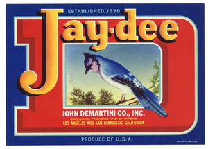 Jay-Dee Brand Vintage Produce Crate Label, b