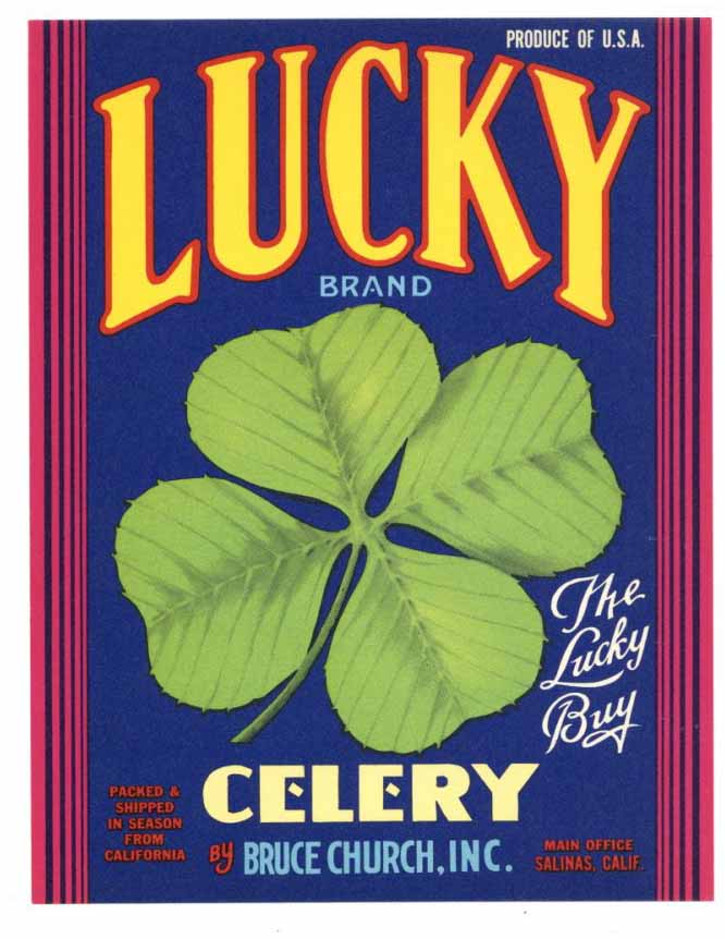 Lucky Brand Vintage Salinas Celery Crate Label