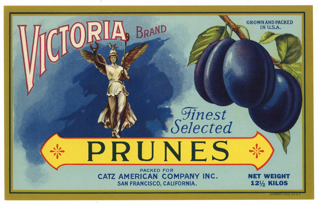 Victoria Brand Vintage Prune Crate Label