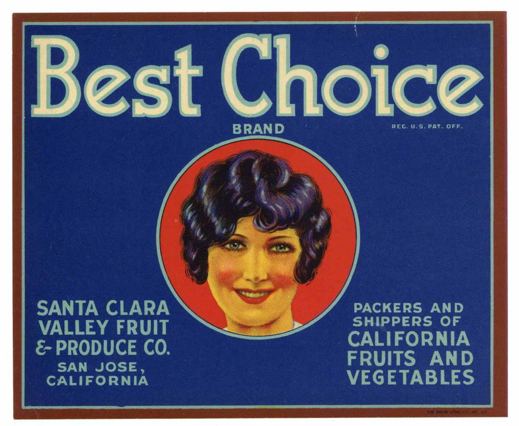 Best Choice Brand Vintage San Jose Vegetable Crate Label, br