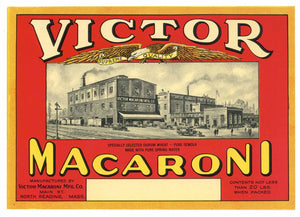 Victor Brand Vintage North Reading, Massachuseutts Macaroni Label