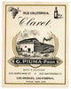 Old California Brand Vintage G. Piuma Claret Wine Label