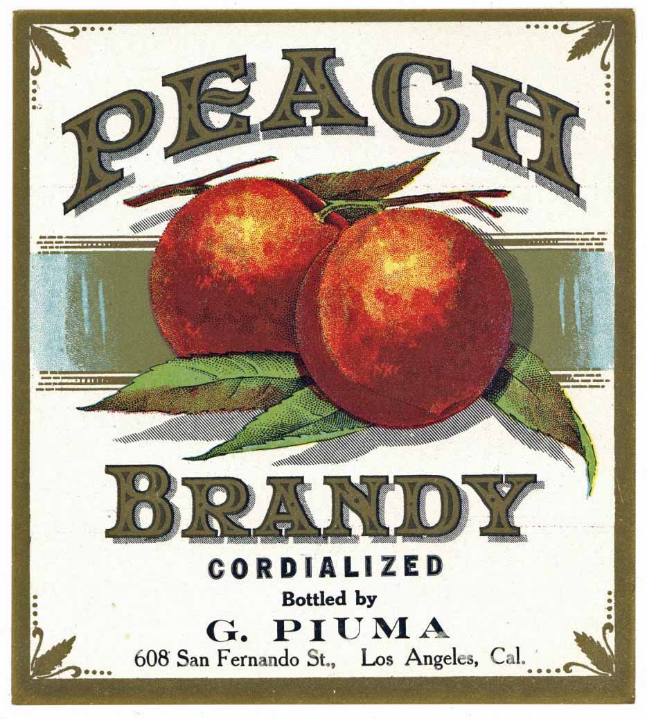 Peach Cordial Brand Vintage G. Piuma Label