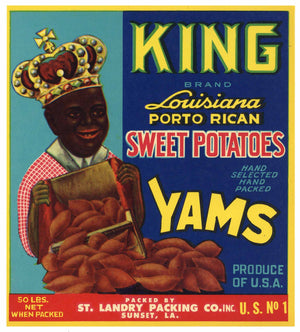 King Brand Vintage Sunset Louisiana Yam Crate Label