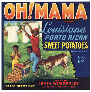 Oh! Mama Brand Vintage Church Point Louisiana Yam Crate Label