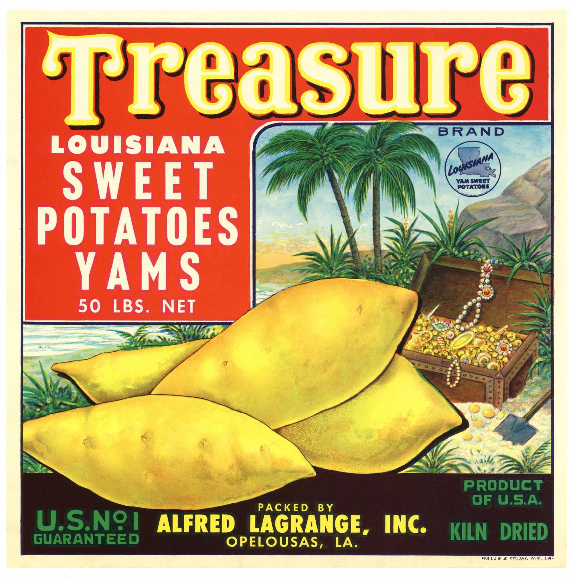 Treasure Brand Vintage Opelousas Louisiana Yam Crate Label