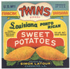 Twins Brand Vintage Carencro Louisiana Yam Crate Label