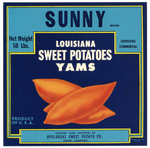 Sunny Brand Vintage Sunset Louisiana Yam Crate Label