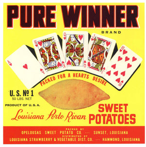 Pure Winner Brand Vintage Sunset Louisiana Yam Crate Label