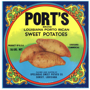 Port's Brand Vintage Sunset Louisiana Yam Crate Label