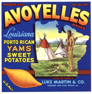 Avoyelles Brand Vintage Oak Grove Louisiana Yam Crate Label