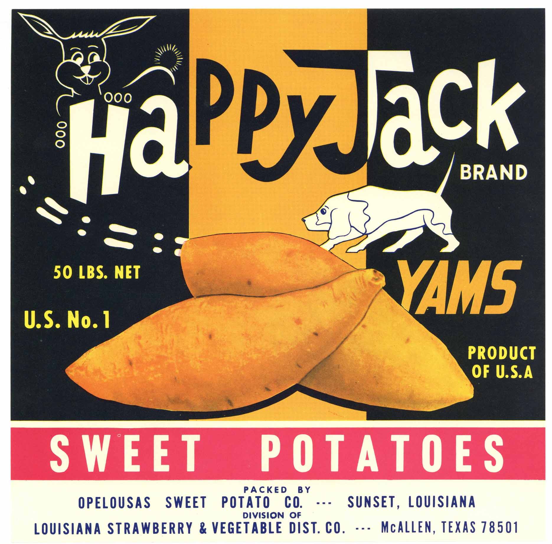 Happy Jack Brand Vintage Sunset Louisiana Yam Crate Label